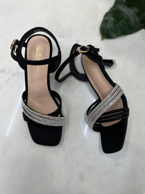 Women Luxury Rhinestone Decor Open Toe Buckle Straps